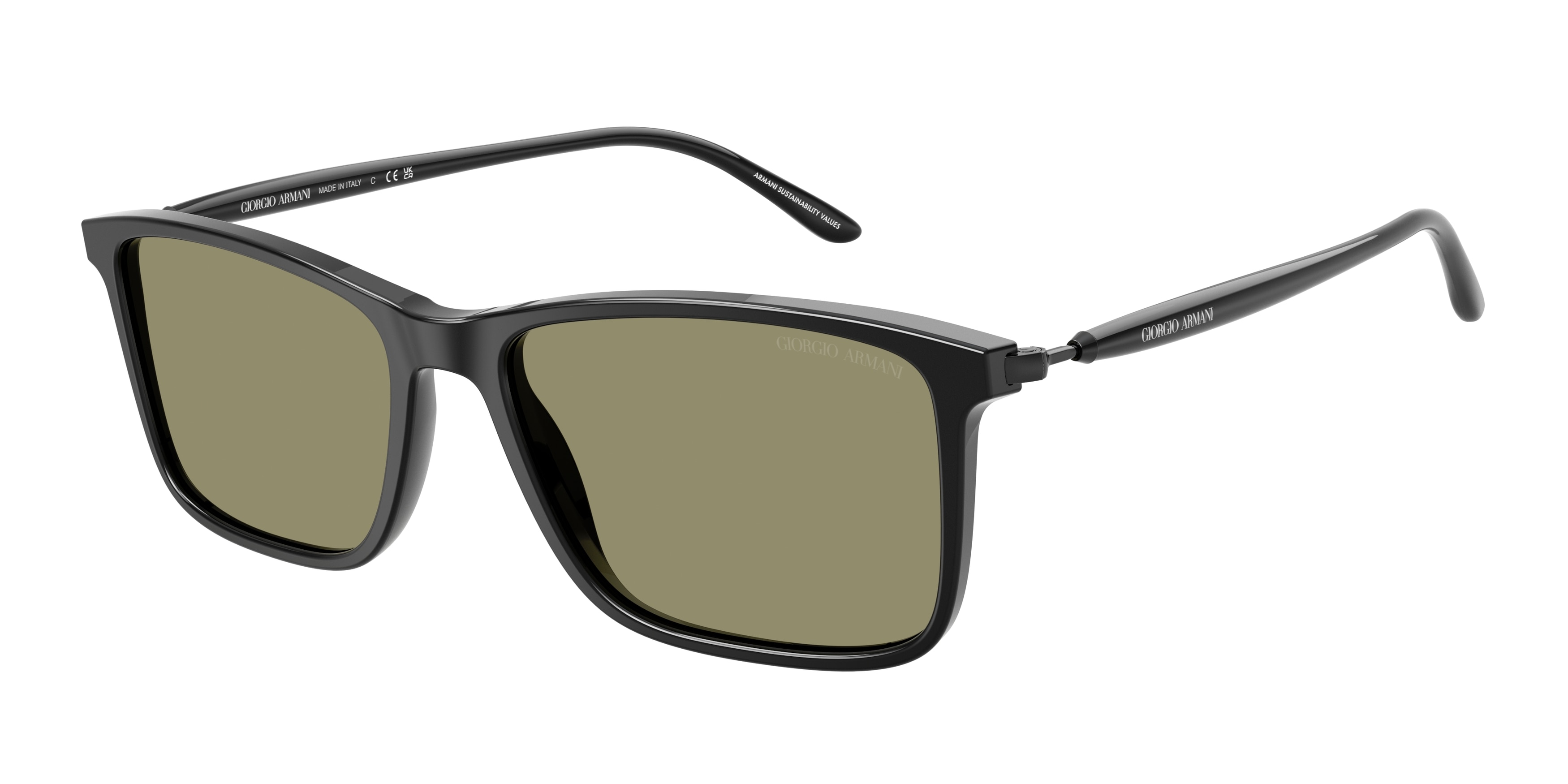 Giorgio Armani Herren AR8218 50012A Sonnenbrillen Acetat Schwarz GrüN Quadratisch Normal-image
